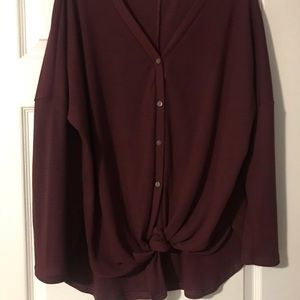 🍷Wine Red Waffle knit shirt🍷